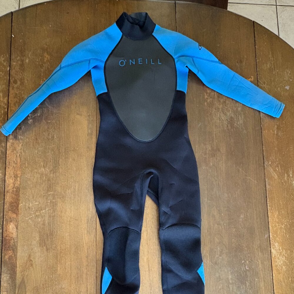 O'Neill Youth Reactor 2 - Black/Blue 3/2mm Back Zip Full Wetsuit Kids Size 12